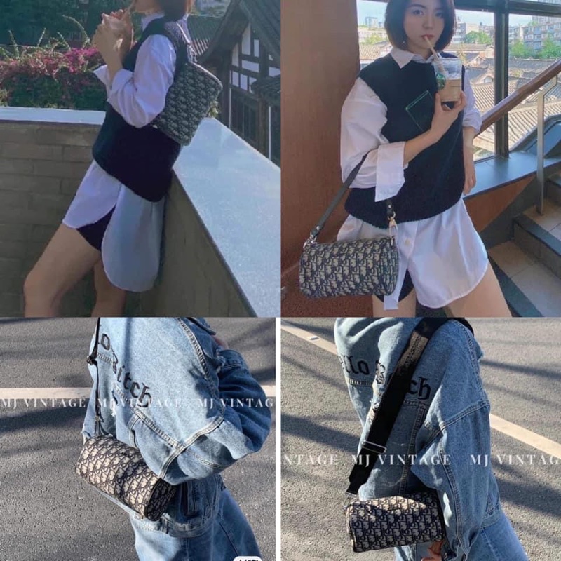 Dior 迪奧 ROLLER OBLIQUE 緹花圓筒包 (中性款)櫃上持續漲價中 #割愛收藏價33800 小圓筒精巧的造型,男生女生背都超級適合👍肩帶是寬肩帶,-1