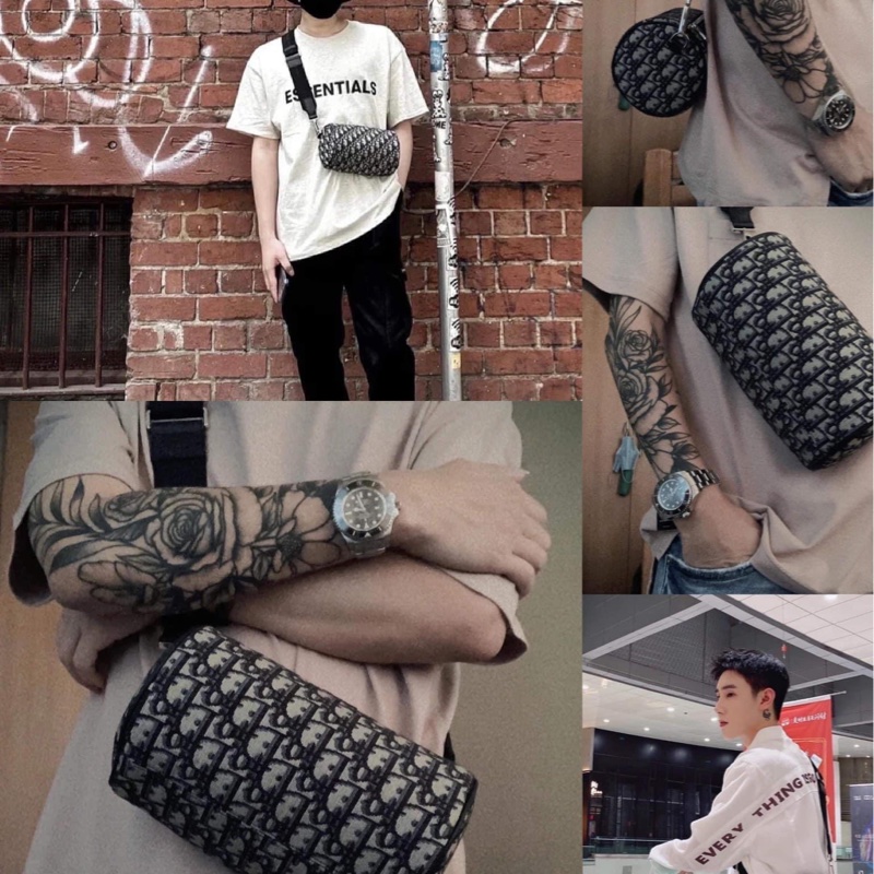 Dior 迪奧 ROLLER OBLIQUE 緹花圓筒包 (中性款)櫃上持續漲價中 #割愛收藏價33800 小圓筒精巧的造型,男生女生背都超級適合👍肩帶是寬肩帶,-2