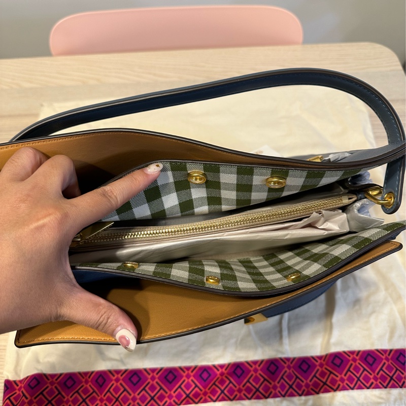專櫃款全新 Tory Burch lee radziwill double bag 灰藍色-5
