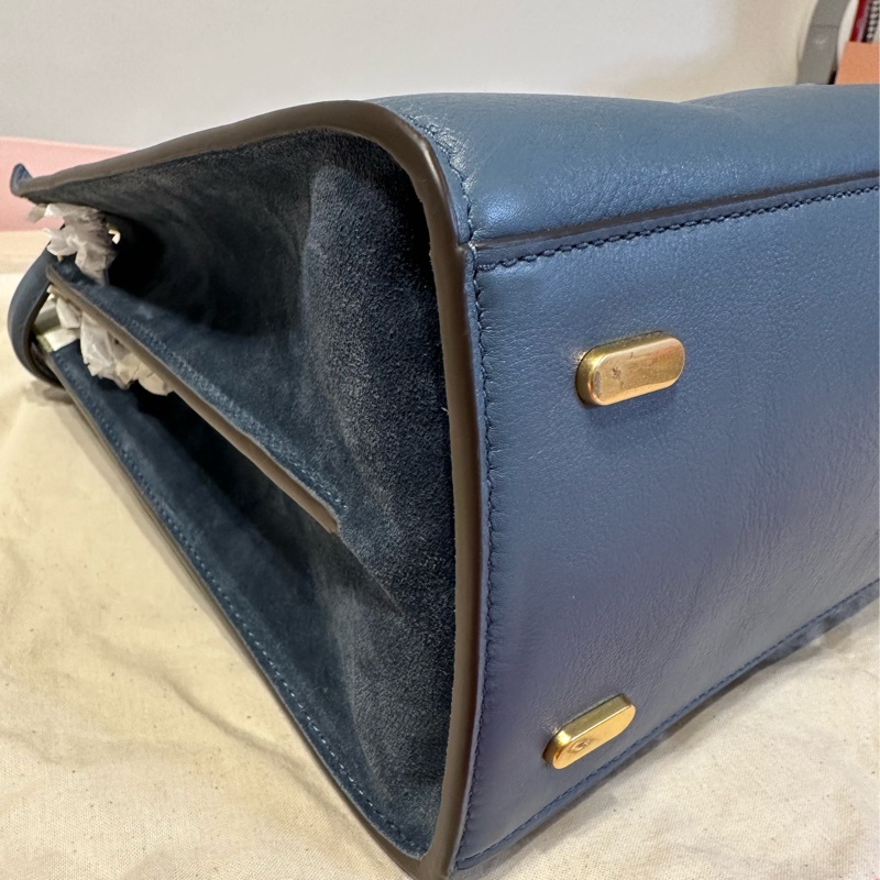 專櫃款全新 Tory Burch lee radziwill double bag 灰藍色-6