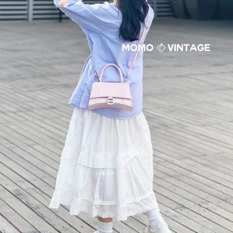 【預購】Balenciaga 巴黎世家 Hourglass S 光滑牛皮沙漏包 銀釦裸粉色 斜肩包 手提包-4