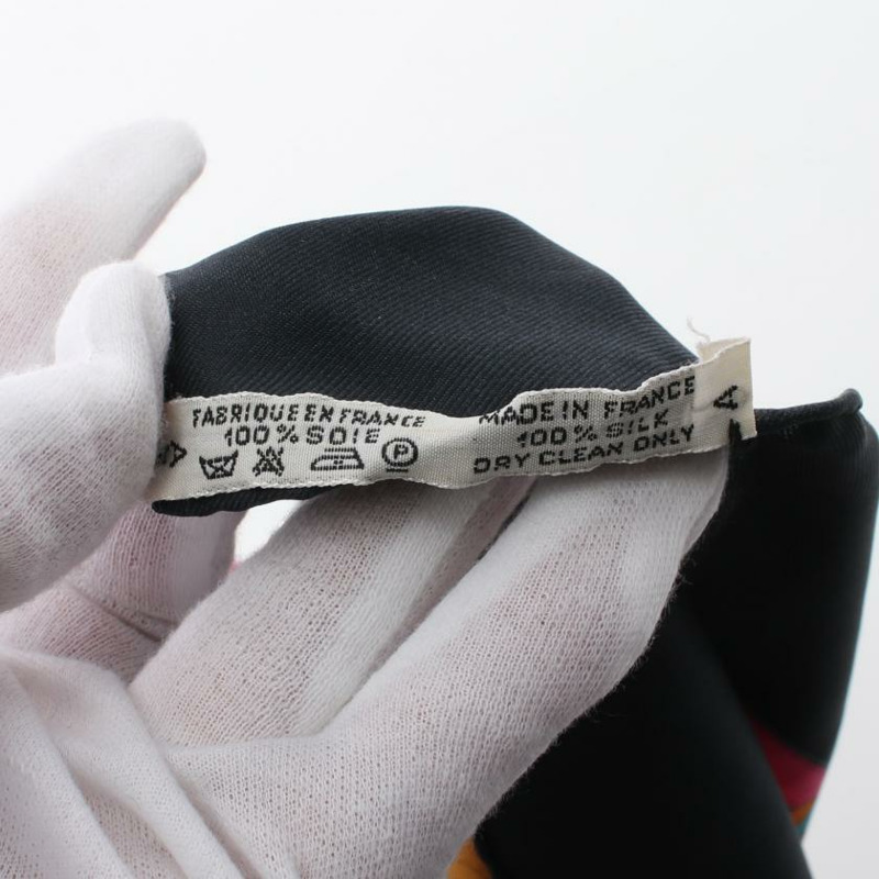 【日本直送】 中古HERMES[B]方巾90 「GRANDE TENUE」 絲巾 絲 黑色 粉紫色 多彩色-2