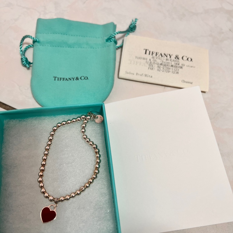 Tiffany 愛心紅色手鍊-3