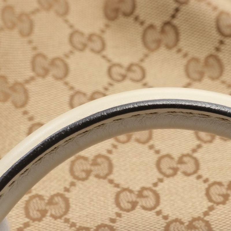 【日本直送】 中古GUCCI[AB]SUKEY GG帆布 手提包 真皮 米色 象牙白-5