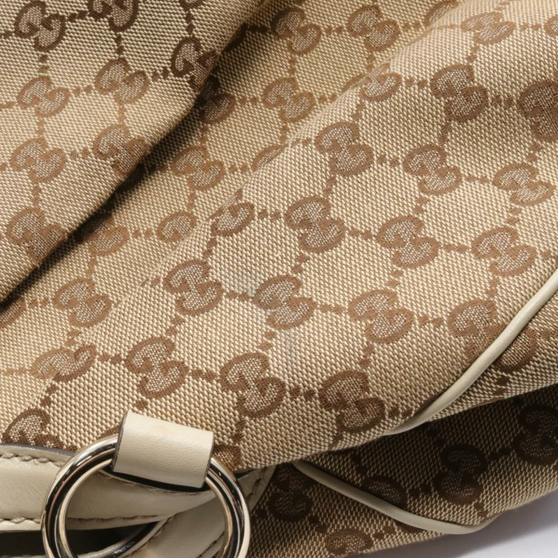 【日本直送】 中古GUCCI[AB]SUKEY GG帆布 手提包 真皮 米色 象牙白-6