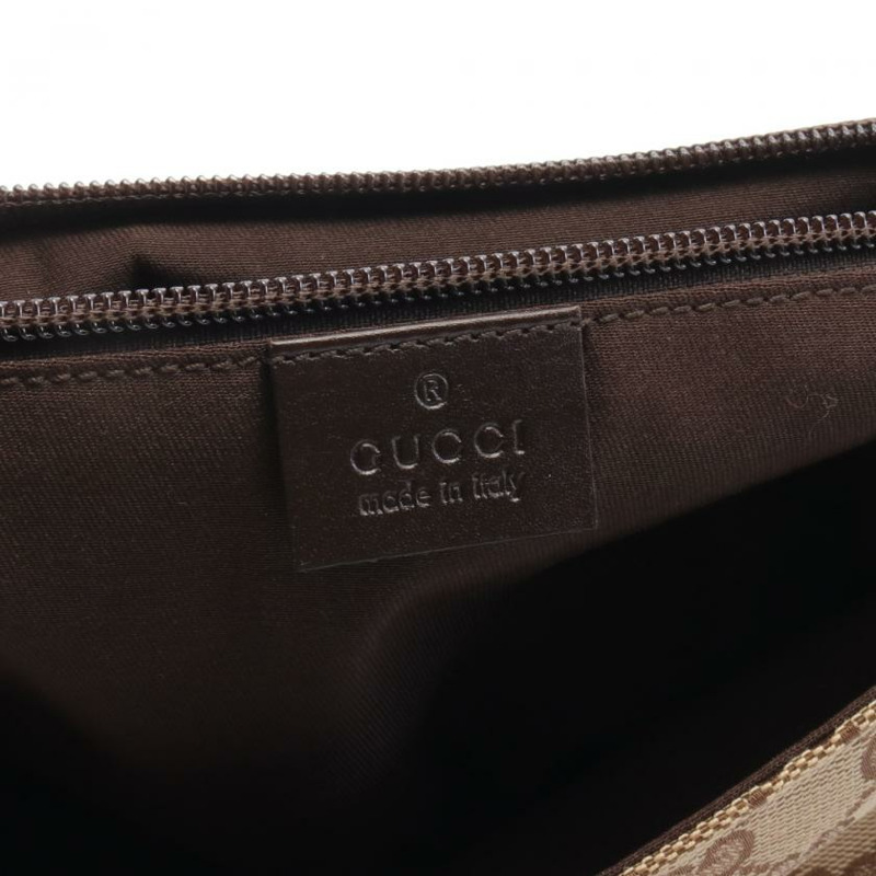【日本直送】 中古GUCCI[B]GG帆布 腰包 隨身包 帆布 真皮 米色 深棕色-3