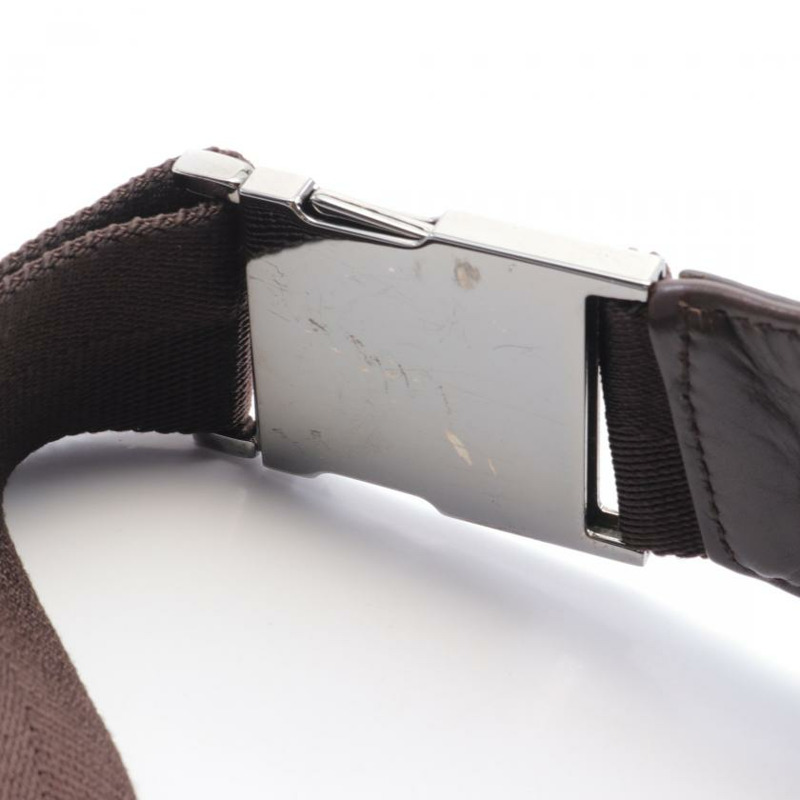 【日本直送】 中古GUCCI[B]GG帆布 腰包 隨身包 帆布 真皮 米色 深棕色-4