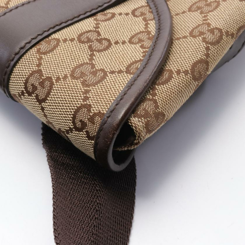 【日本直送】 中古GUCCI[B]GG帆布 腰包 隨身包 帆布 真皮 米色 深棕色-6