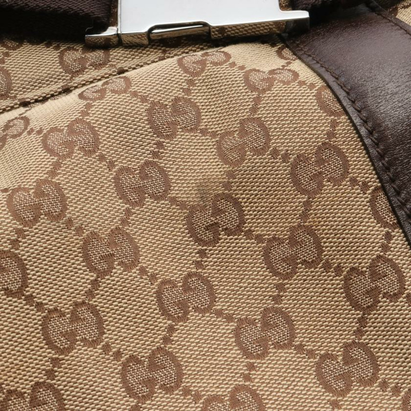 【日本直送】 中古GUCCI[B]GG帆布 腰包 隨身包 帆布 真皮 米色 深棕色-7