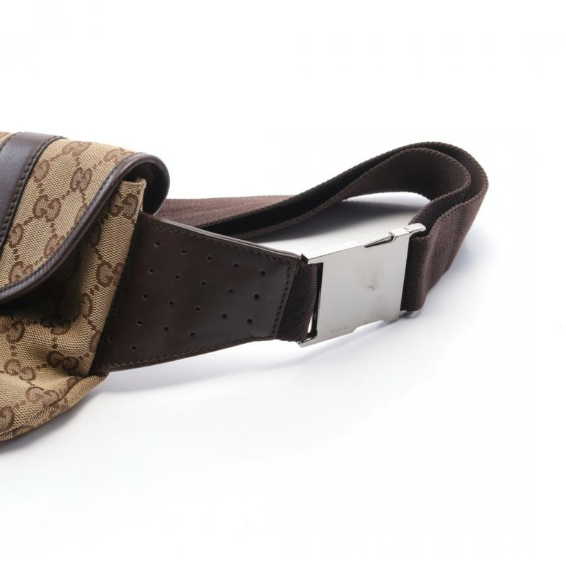【日本直送】 中古GUCCI[B]GG帆布 腰包 隨身包 帆布 真皮 米色 深棕色-8