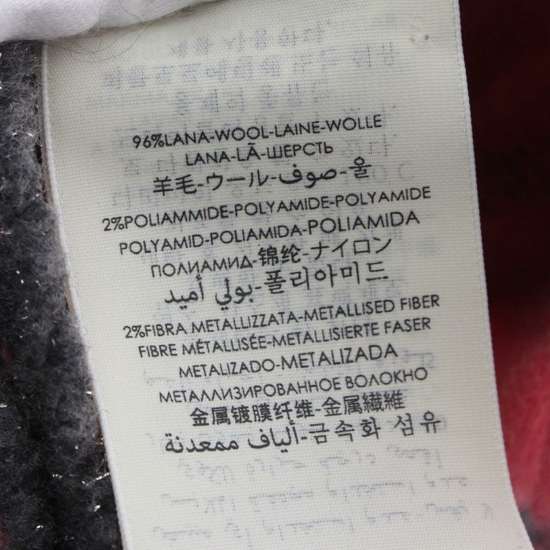 【日本直送】 中古GUCCI[AB]GG 提花絲巾 圍巾 羊毛 金絲線 灰色 粉色-2