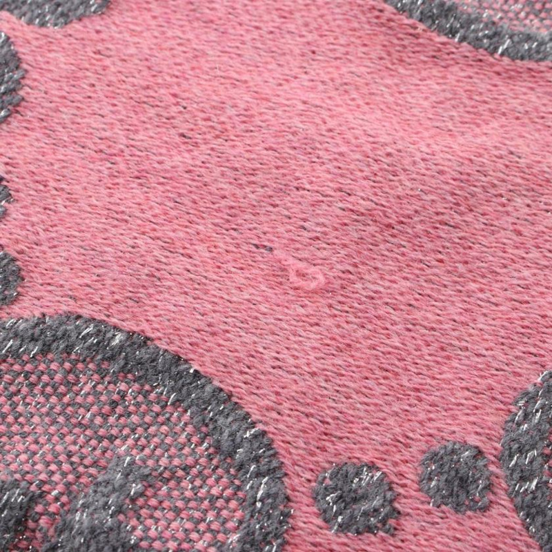 【日本直送】 中古GUCCI[AB]GG 提花絲巾 圍巾 羊毛 金絲線 灰色 粉色-4