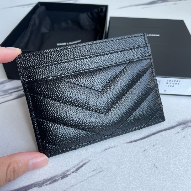 YSL黑魚子醬金logo卡片夾-8