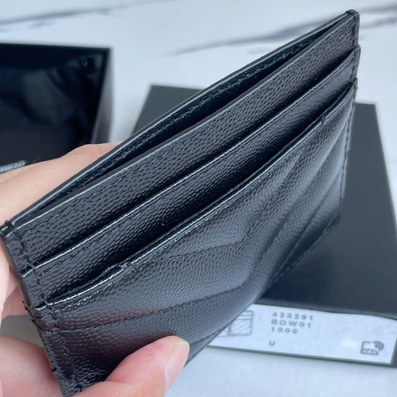 YSL黑魚子醬金logo卡片夾-12