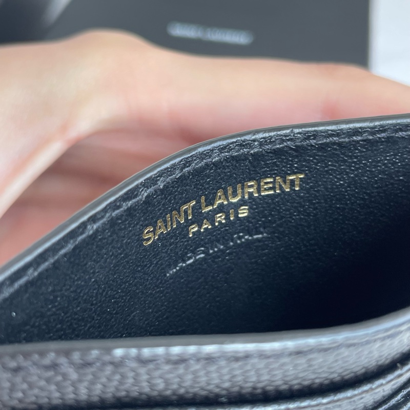 YSL黑魚子醬金logo卡片夾-18