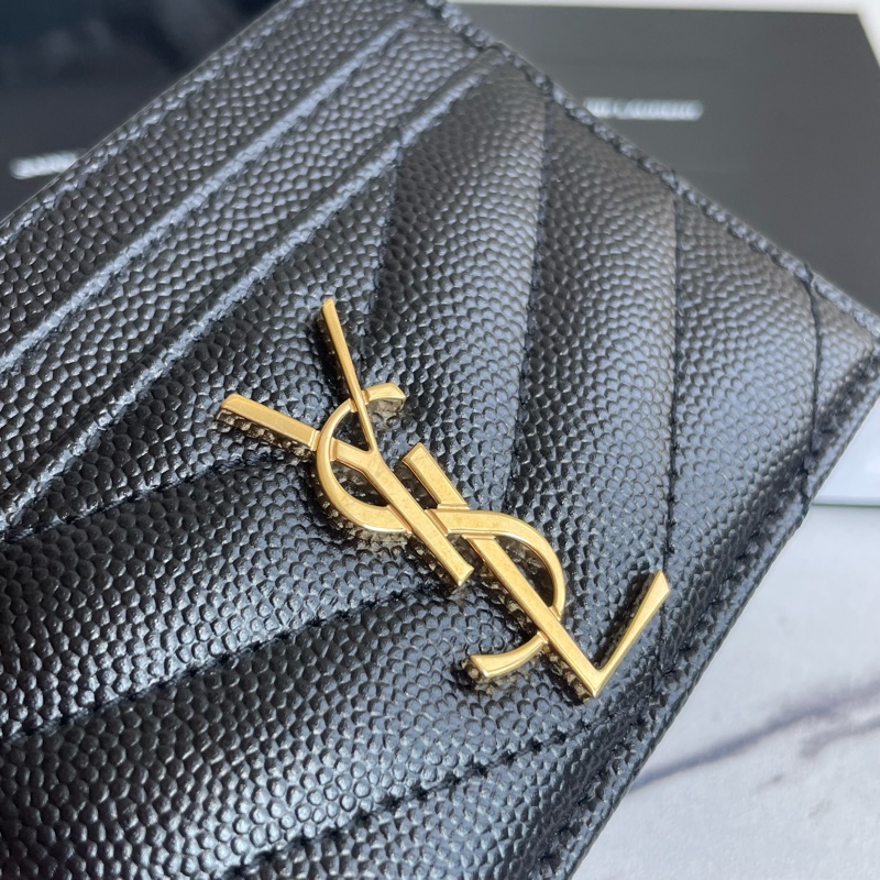 YSL黑魚子醬金logo卡片夾-20
