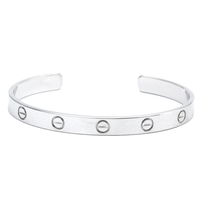 【日本直送】卡地亞 Love 手鍊 開口手鐲 白金 (18K) 無石手鐲 銀色-0