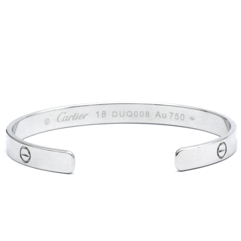 【日本直送】卡地亞 Love 手鍊 開口手鐲 白金 (18K) 無石手鐲 銀色-3