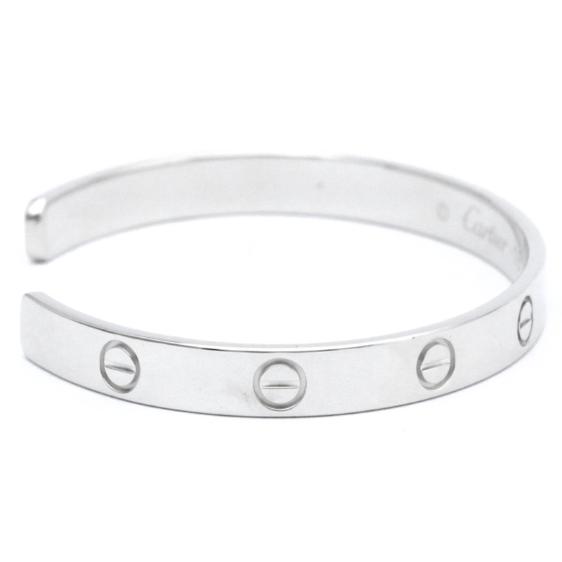 【日本直送】卡地亞 Love 手鍊 開口手鐲 白金 (18K) 無石手鐲 銀色-4