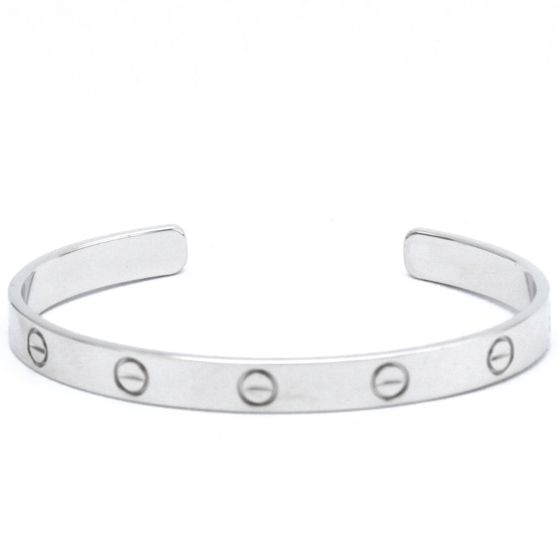 【日本直送】卡地亞 Love 手鍊 開口手鐲 白金 (18K) 無石手鐲 銀色-5