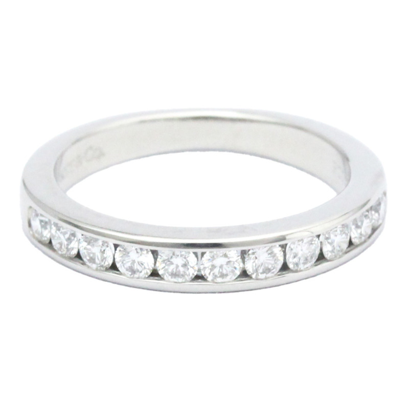 【日本直送】蒂芙尼槽鑲半鑽戒指鉑金時尚鑽石戒指戒指銀色-0