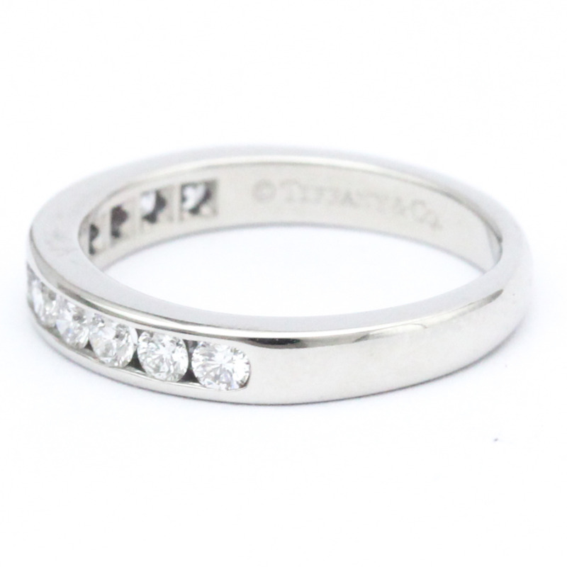 【日本直送】蒂芙尼槽鑲半鑽戒指鉑金時尚鑽石戒指戒指銀色-1