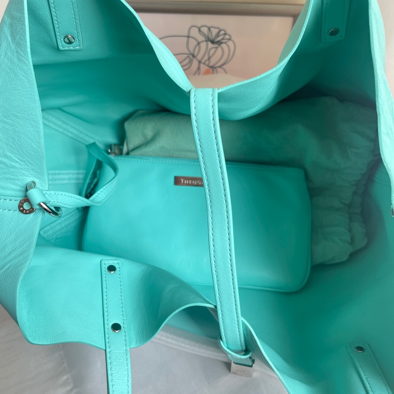 TIFFANY藍羊皮肩背購物包 托特包-4