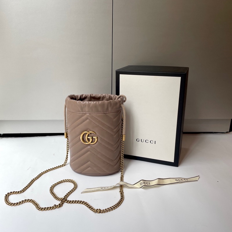 Gucci GG Marmont奶茶色水桶包-0