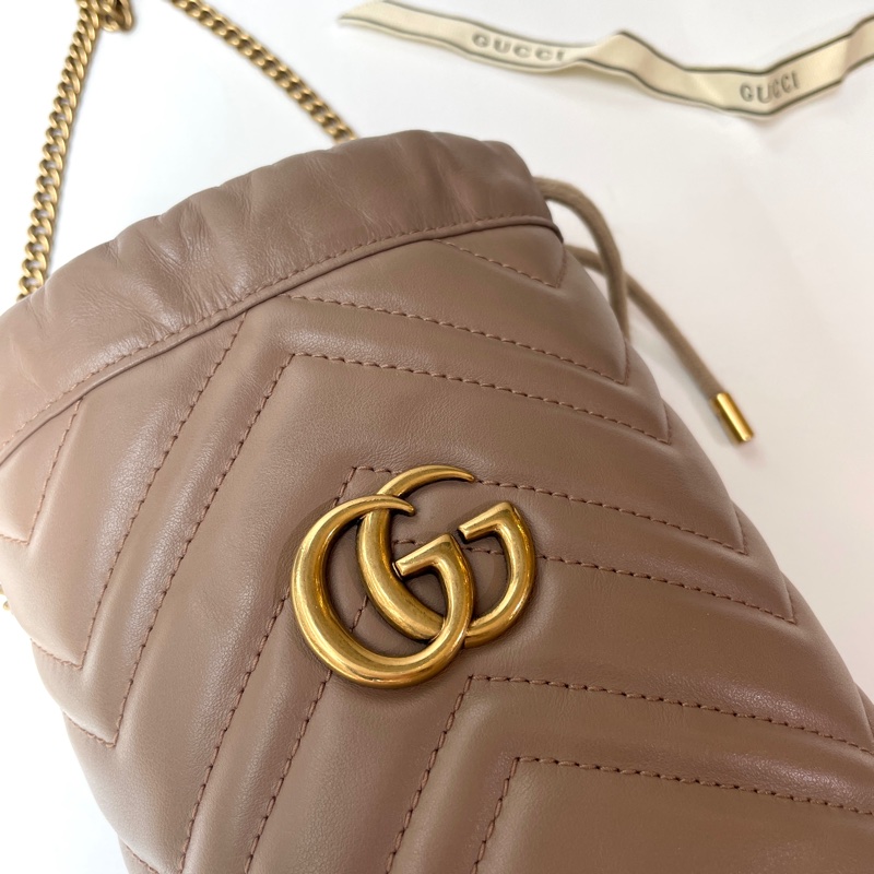 Gucci GG Marmont奶茶色水桶包-1