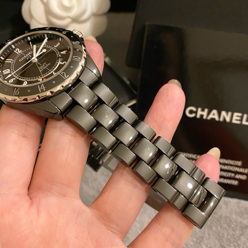 保證專櫃真品‼️9成新 附保固 大錶面 GMT Chanel 香奈兒 J12 特殊款 42mm 機械錶-11