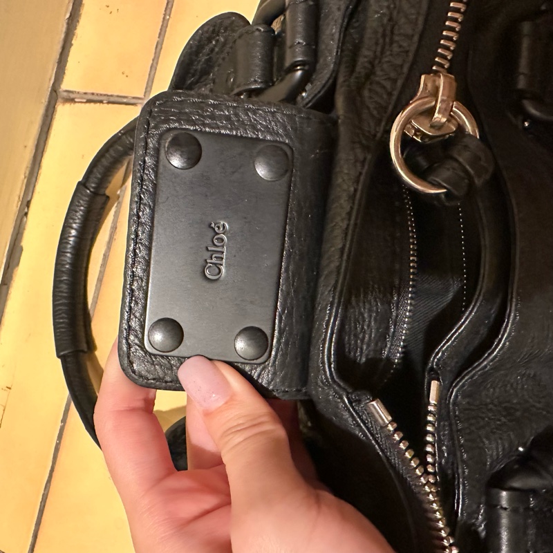 幾乎全新|Chloé傳奇「鎖頭包」 牛皮 質感全黑鎖頭包 Paddington Bag-14