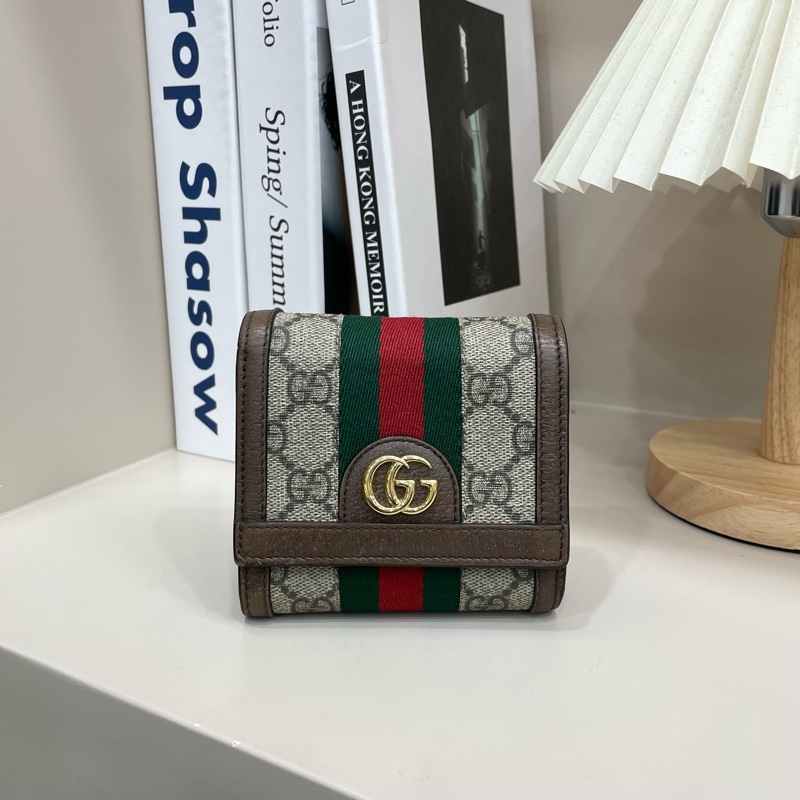 Gucci Ophidia 老花帆布掀蓋短夾-0
