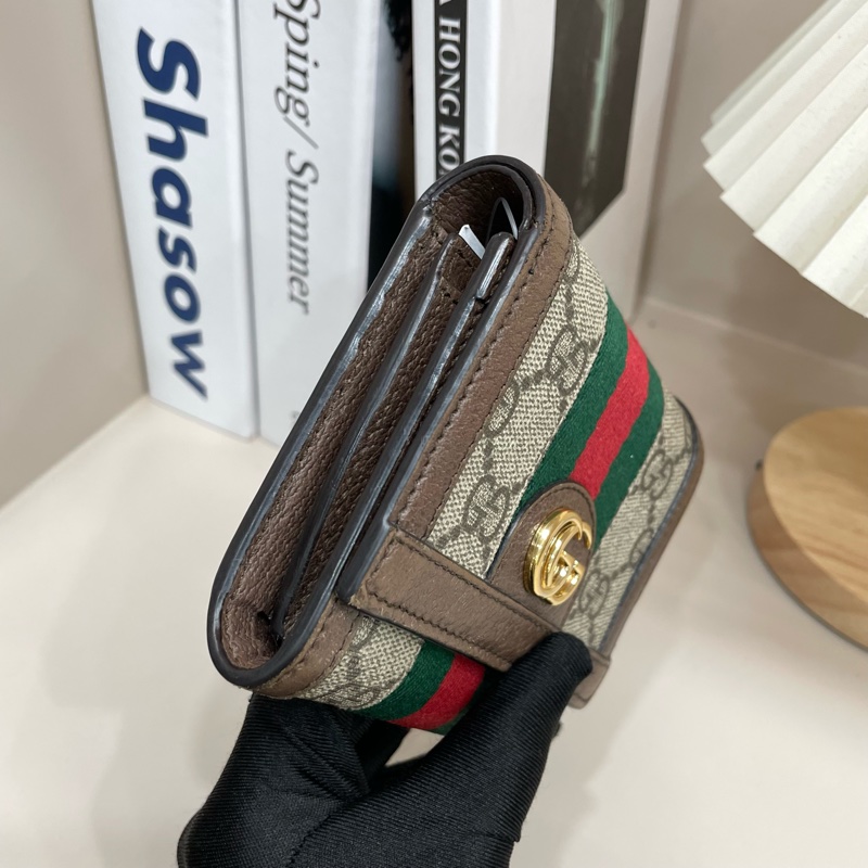 Gucci Ophidia 老花帆布掀蓋短夾-1