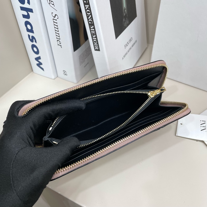 LOEWE Puzzle 切線色塊拼接小牛皮拉鍊長夾(玫瑰粉)-8