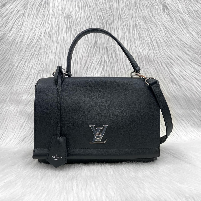 Louis Vuitton M50250黑牛皮銀轉扣Lockme II兩用包-0