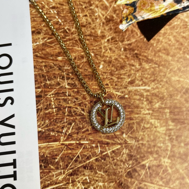 Louis Vuitton M00759經典水鑽logo金色Louise by Night項鍊-1