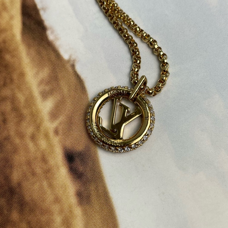 Louis Vuitton M00759經典水鑽logo金色Louise by Night項鍊-4