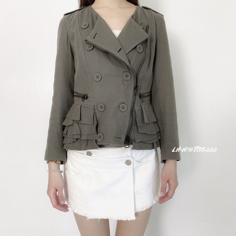 3.1 Phillip Lim 雙排扣層次機車外套 灰-0