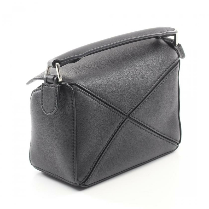 【日本直送】 中古LOEWE[AB]拼圖包 小型的 手包 皮革 黑色 兩用款-1