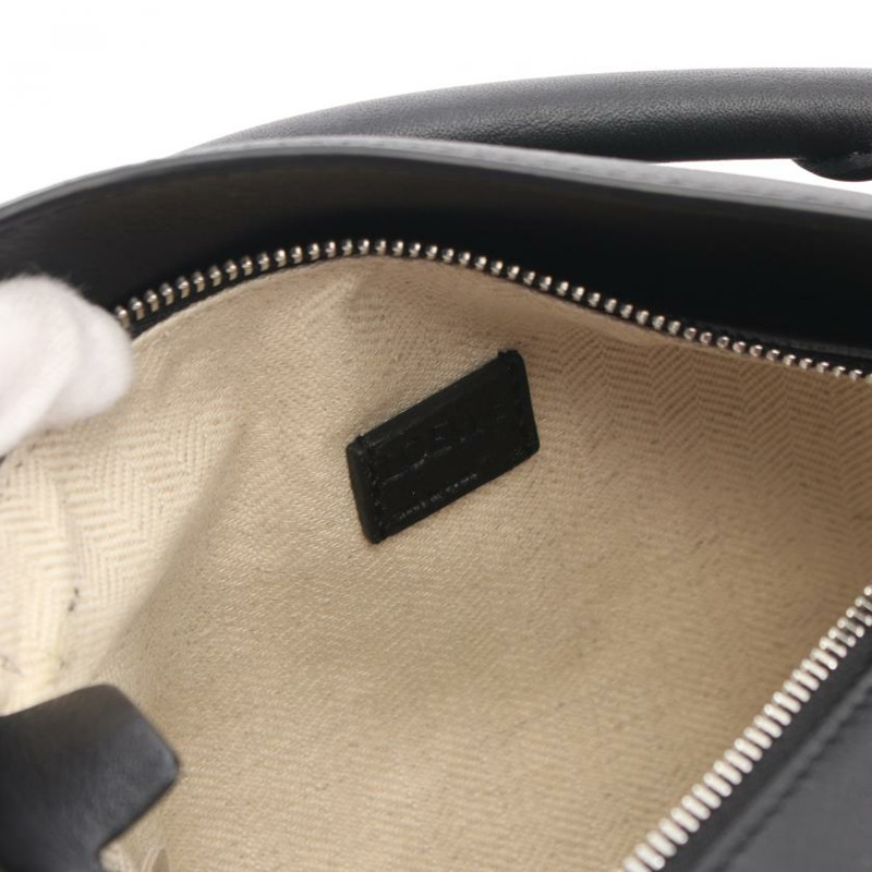 【日本直送】 中古LOEWE[AB]拼圖包 小型的 手包 皮革 黑色 兩用款-3