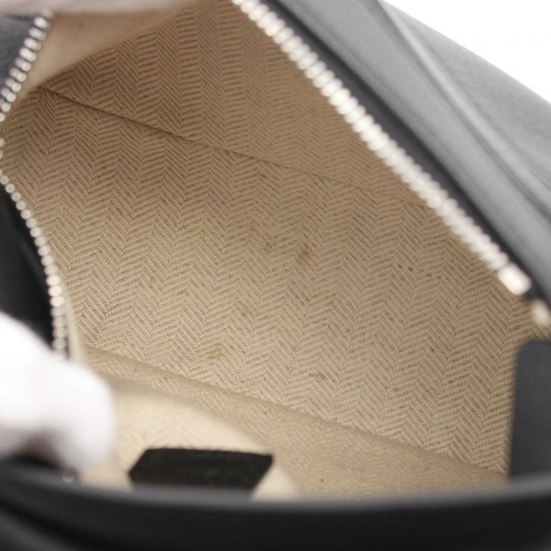 【日本直送】 中古LOEWE[AB]拼圖包 小型的 手包 皮革 黑色 兩用款-4