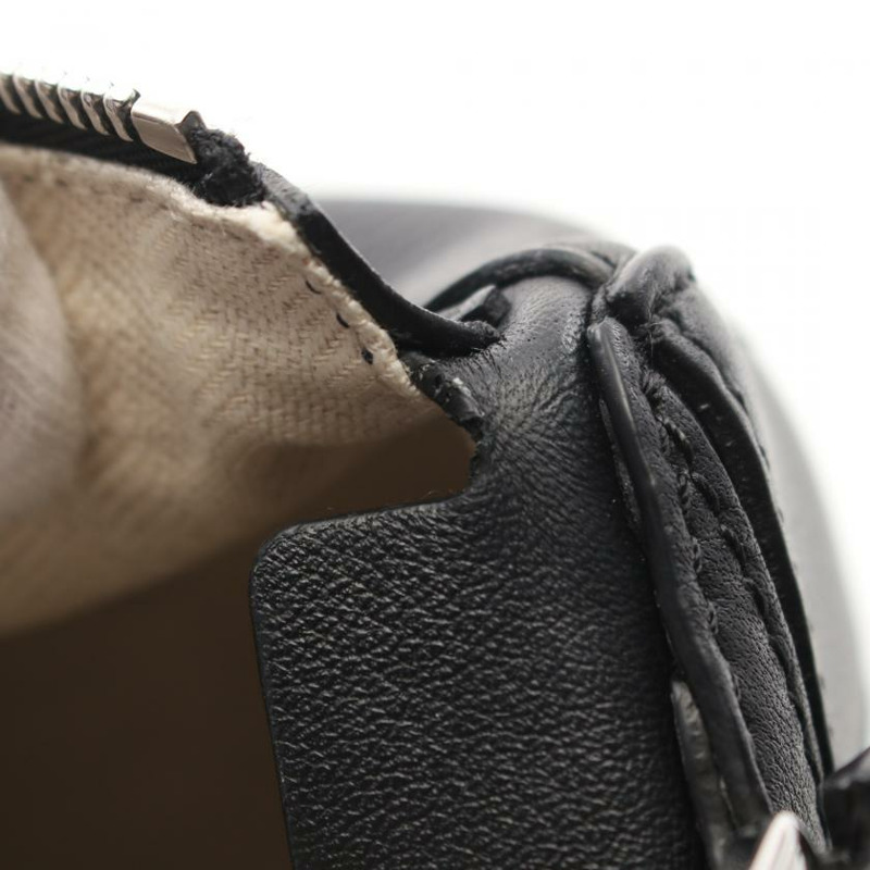 【日本直送】 中古LOEWE[AB]拼圖包 小型的 手包 皮革 黑色 兩用款-5