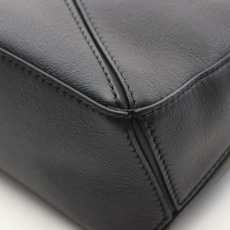 【日本直送】 中古LOEWE[AB]拼圖包 小型的 手包 皮革 黑色 兩用款-6