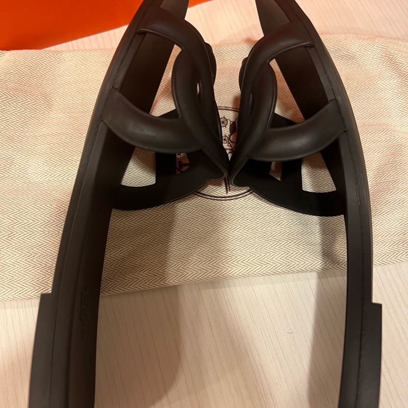 HERMES愛馬仕 Aloha涼鞋 豬鼻子拖鞋  黑色-5