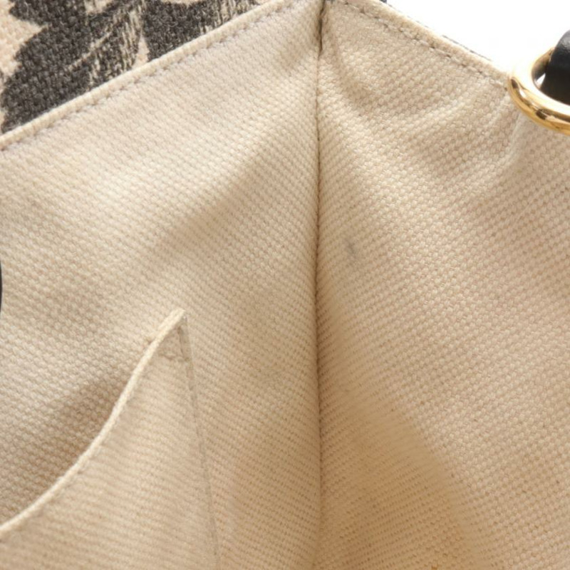 【日本直送】 中古GUCCI[B]GG蝴蝶結 植物紋帆布手提包 真皮 黑色 象牙白 兩用款 日本限定-4