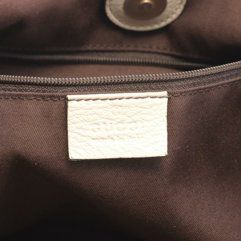 【日本直送】 中古GUCCI[B]蘇基 GG帆布 手包 帆布 皮革 淺褐色 象牙色-3