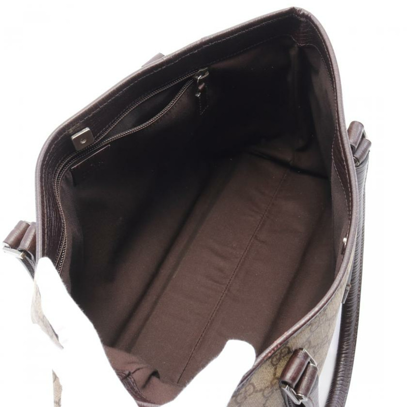 【日本直送】 中古GUCCI[B]雙G SUPREME 手提包 托特包 PVC 真皮 米色 深棕色-2