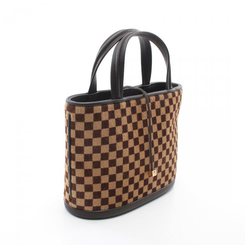 【日本直送】 中古LOUIS VUITTON[A]Impala 棋盤格Sauvage 手提包 初生小牛胎皮 真皮 米色 深棕色-1