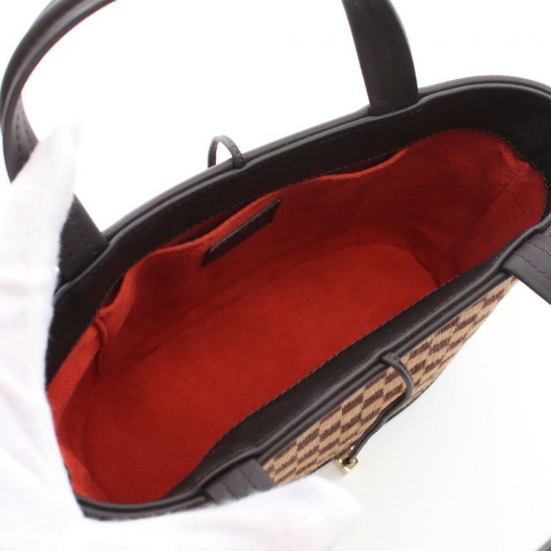 【日本直送】 中古LOUIS VUITTON[A]Impala 棋盤格Sauvage 手提包 初生小牛胎皮 真皮 米色 深棕色-2