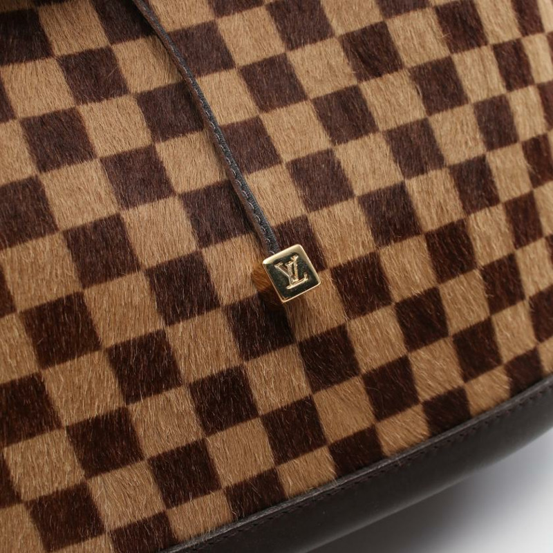 【日本直送】 中古LOUIS VUITTON[A]Impala 棋盤格Sauvage 手提包 初生小牛胎皮 真皮 米色 深棕色-4